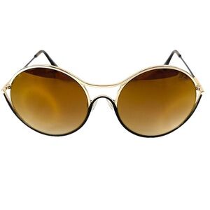 BALMAIN 52mm Round Sunglasses Gold Made In France